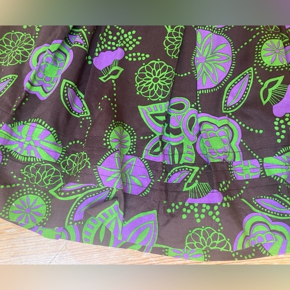100% Cotton Bandolino A-line Skirt with Pleats Brown and Purple Green Size 12 - Picture 11 of 14